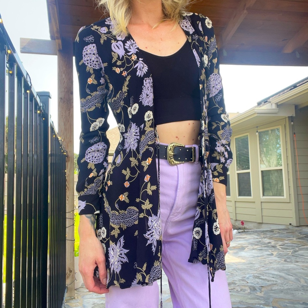 Reformation floral paisley blouse with tie • sz small